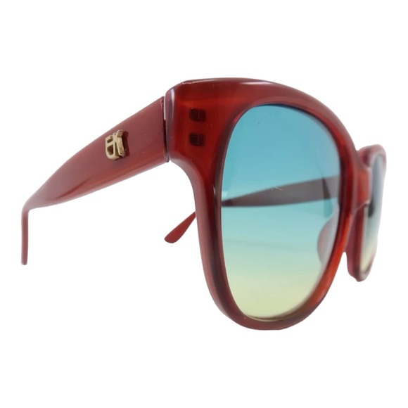 1990’s Emmanuelle Khanh Sunglasses, Mod 9080, Deep Red Frames, Made in France